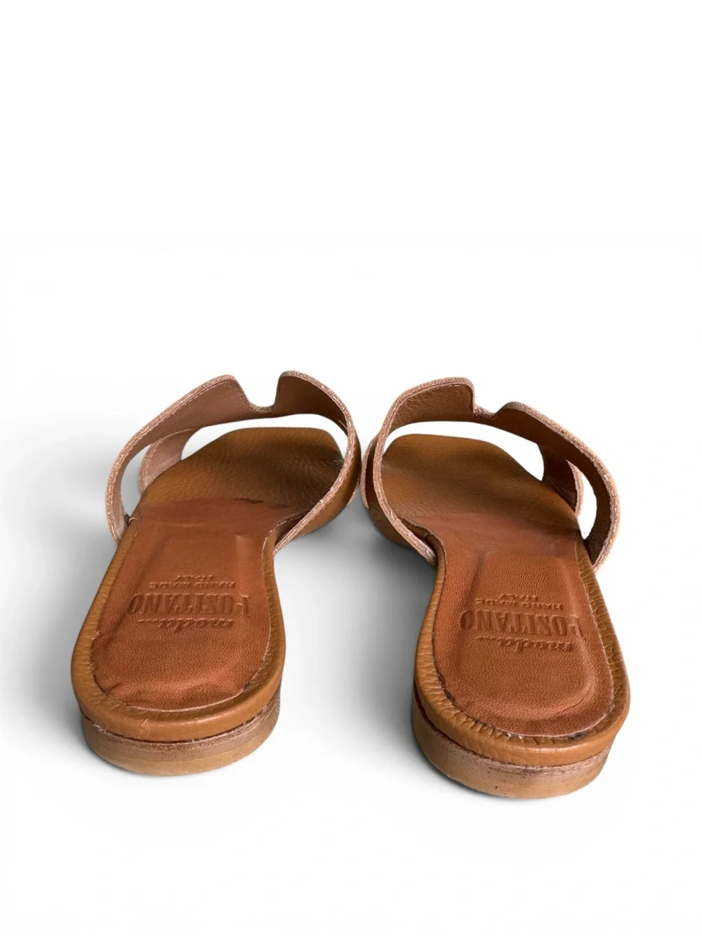Oran Style Sandals Tan Leather Italian Slides by Moda Positanos - Picture 9 of 11
